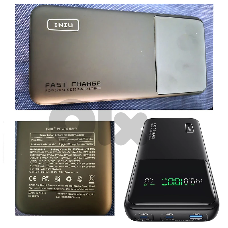 INIU 140W PD3.1 Fast Charging Power Bank 27000mAh w. Digital Display