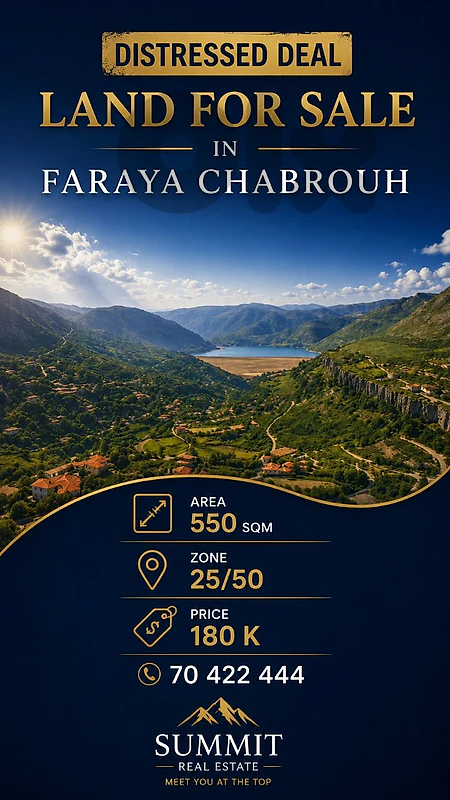 🚨 Distressed Deal – Ready-to-Build Land for Sale in Chabrouh, Faraya