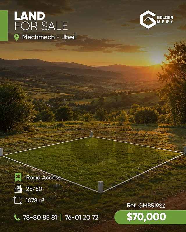 GMB519SZ -Land For Sale In Mechmech  - أرض للبيع في مشمش