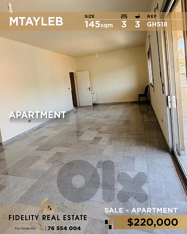 Apartment for sale in Mtaylen GH518 شقة للبيع في مطيلب