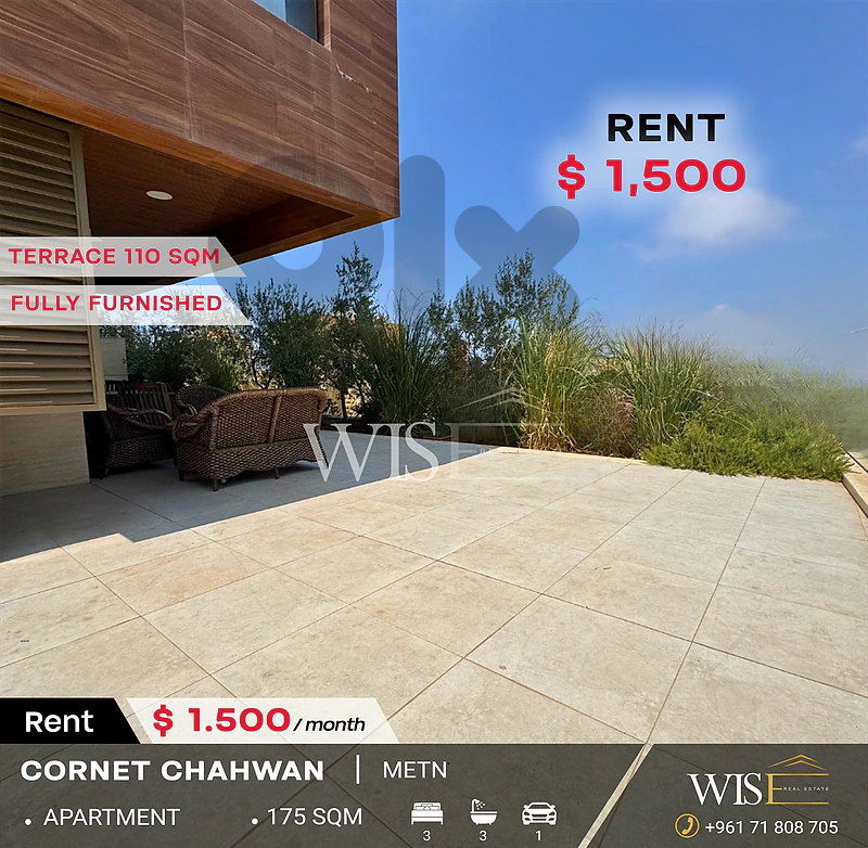 175 SQM Fully Furnished Luxury Apartment for RENT in Kornet Chehwan!