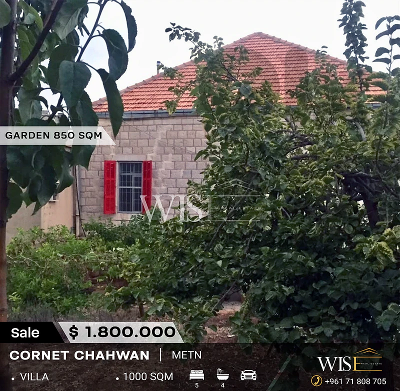 🏡 1,000 SQM Villa for SALE in Cornet Chahwan!