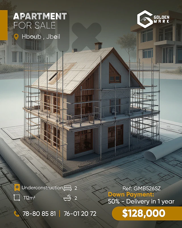 GMB526SZ - Under construction apartment for sale in Hboub - Jbeil شقة