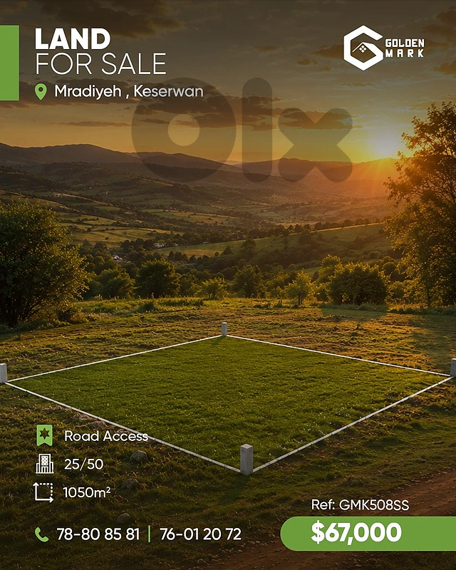 GMK508SS -  Land for sale Mradiyeh - أرض للبيع في المرادية