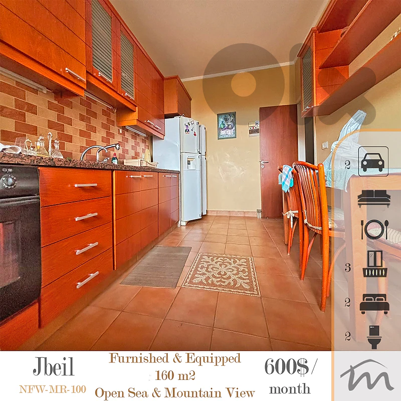 Jbeil | Furnished 160m² | 3 Balconies | Sea-Mountain View | 2 Parking