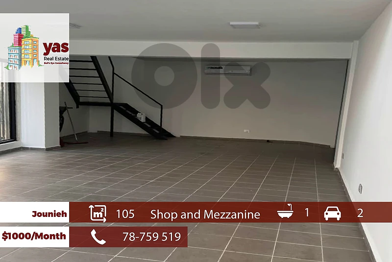 Jounieh 105m2 | Shop & Mezzanine | Rent | Active Street | EH/RH
