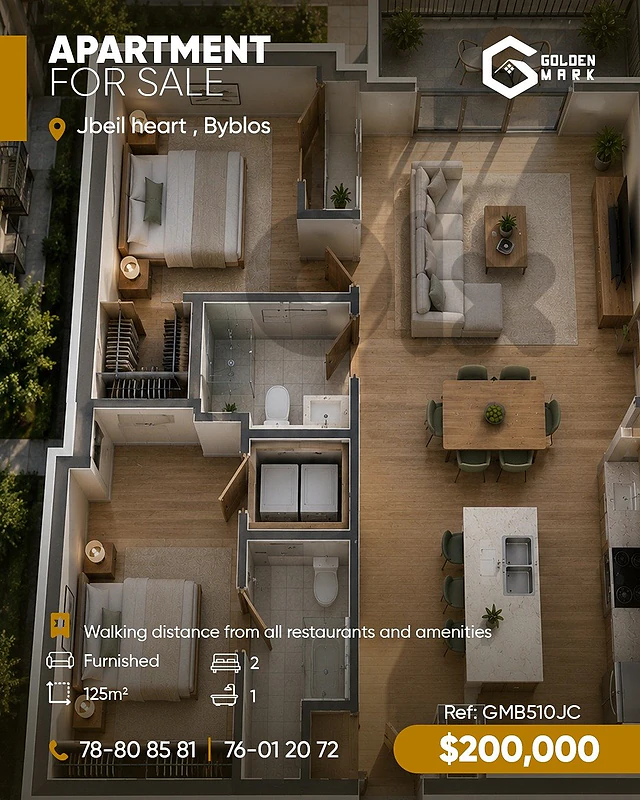 GM510JC - Apartment for Sale in the heart of Jbeil - شقة للبيع