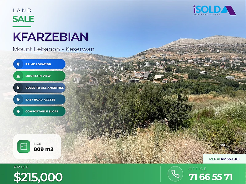 Panoramic mountain view Land For Sale in Kfardebian