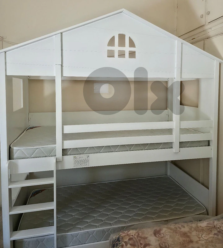 Kids House-Shaped Bunk Bed with Mattresses – 2 Available Kids House-Shaped Bunk Bed with Mattresses – 2 Available
