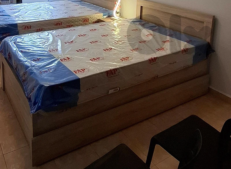 New wooden bed + FAP mattress تخت خشب جديد مع فرشة