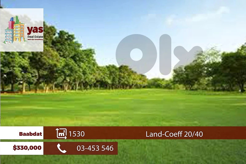 Baabdat/Red cloud 1530m2 | Land | Coeff 20/40 | Prime Location | TCH Baabdat/Red cloud 1530m2 | Land | Coeff 20/40 | Prime Location | TCH