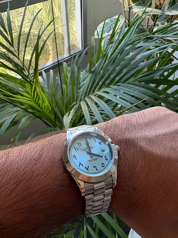 Rolex Day-Date Arabic Dial - Ice Blue (Copy/Quartz)