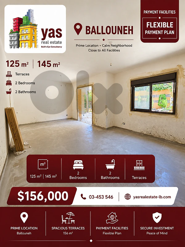 Ballouneh 125m2 | 145m2 | PAYMENT FACILITIES | Terraces | TO Ballouneh 125m2 | 145m2 | PAYMENT FACILITIES | Terraces | TO