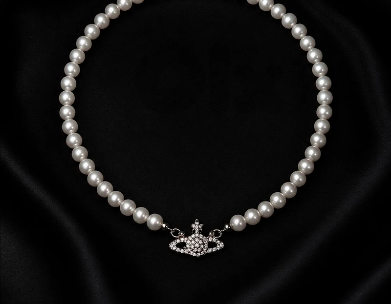 orb embellished pearl choker