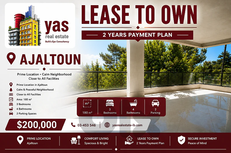 Ajaltoun 180m2 | LEASE TO OWN | 2 Years Payment Plan | View | Ajaltoun 180m2 | LEASE TO OWN | 2 Years Payment Plan | View |