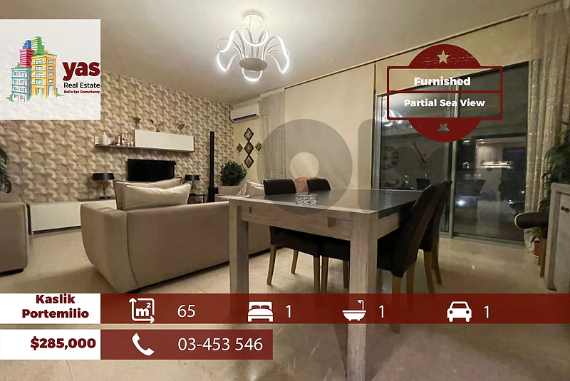 Kaslik/Portemilio 65m2 | Furnished | Partial Sea View | Decorated | OH Kaslik/Portemilio 65m2 | Furnished | Partial Sea View | Decorated | OH