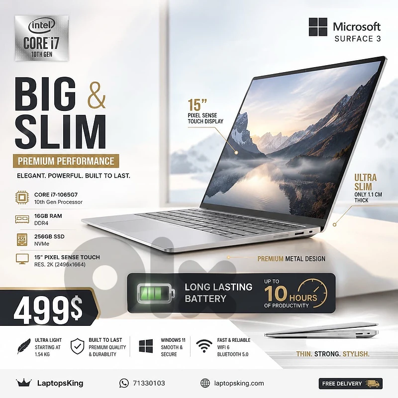 Microsoft Surface Laptop 3 15” Core i7 10th 16GB RAM 256GB 2K Touch Microsoft Surface Laptop 3 15” Core i7 10th 16GB RAM 256GB 2K Touch