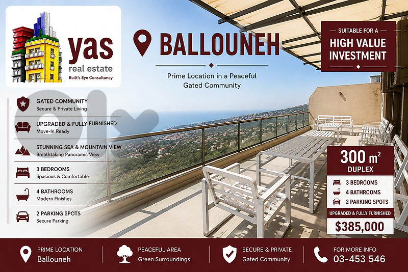 Ballouneh 300m2 Duplex | Upgraded | Furnished | Impressive View | TYT