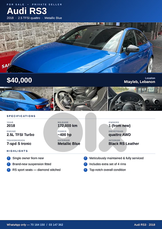 AUDI RS3 2018