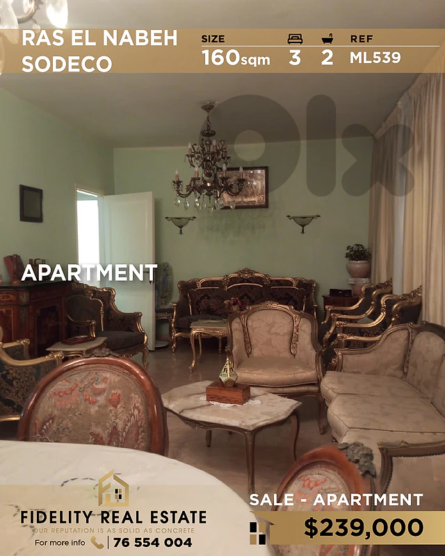 Apartment for sale in Ras El Nabeh ML539 شقة للبيع في رأس النبع