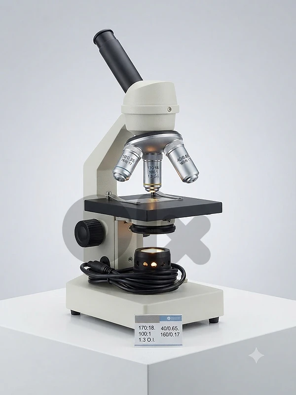 Lab Microscope with Built-in Light & Triple Objective Lenses