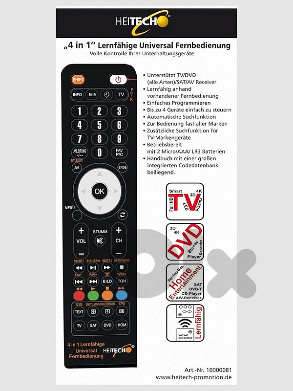 heitech universal remote 4in1