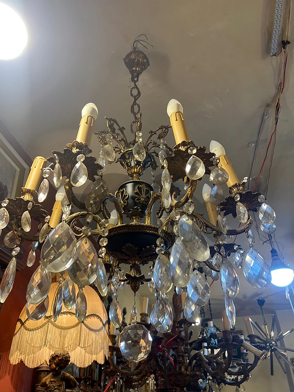 frensh pair lustre bronze ثرية عدد ٢ برونز فرنسي ناعمين كريستال تشيكي