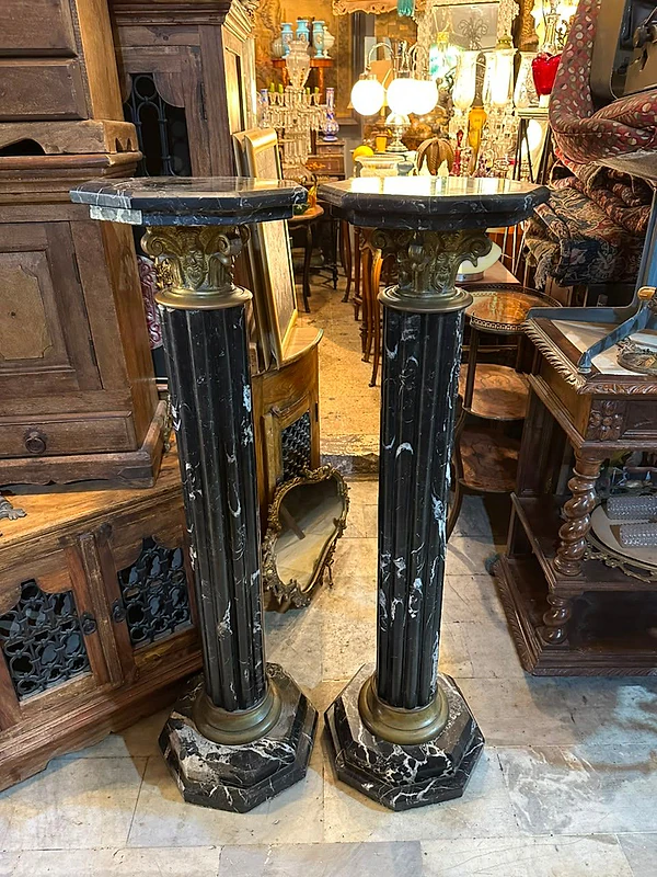 Antique Frensh napoleon III pair stand black marble 120cm