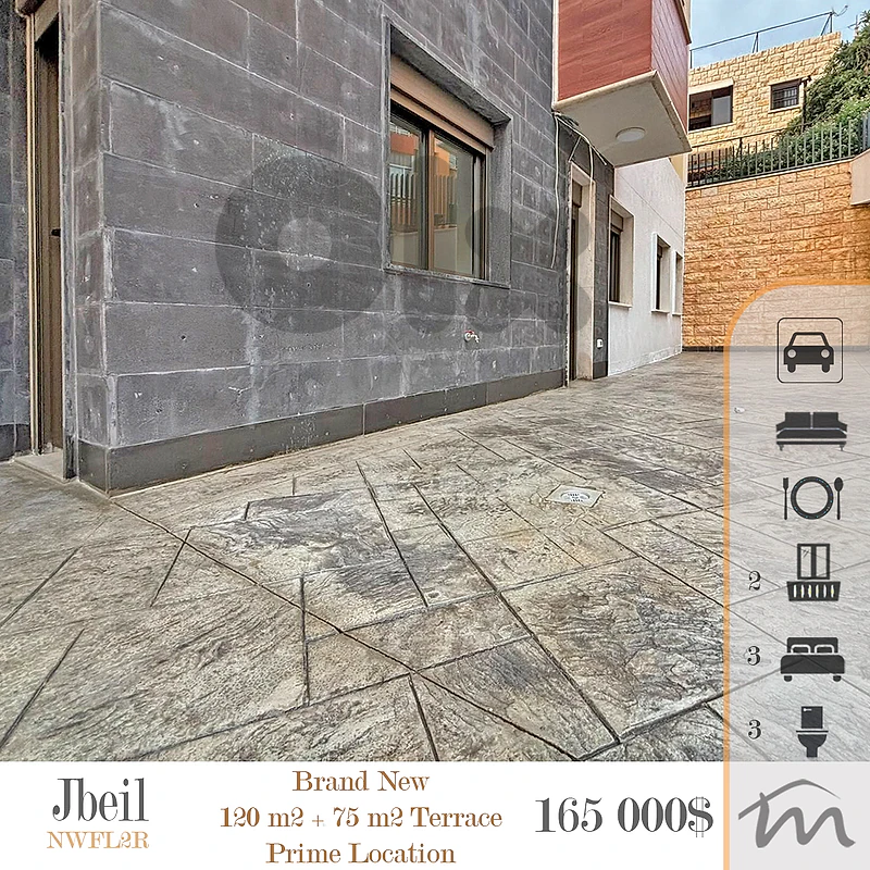 Jbeil | Brand New 3 Bedrooms + 75m² Terrace | Prime Location | View