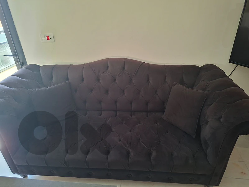 black sofa velur fabric