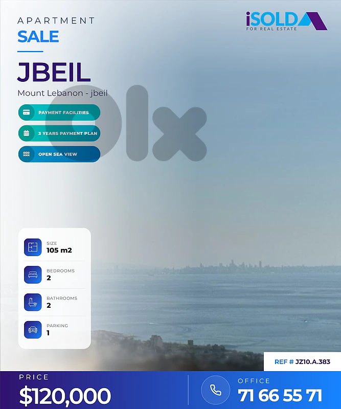 "Payment Facilities" 2 bedroom Apartment 4Sale+Sea View In Jbeil- جبيل "Payment Facilities" 2 bedroom Apartment 4Sale+Sea View In Jbeil- جبيل