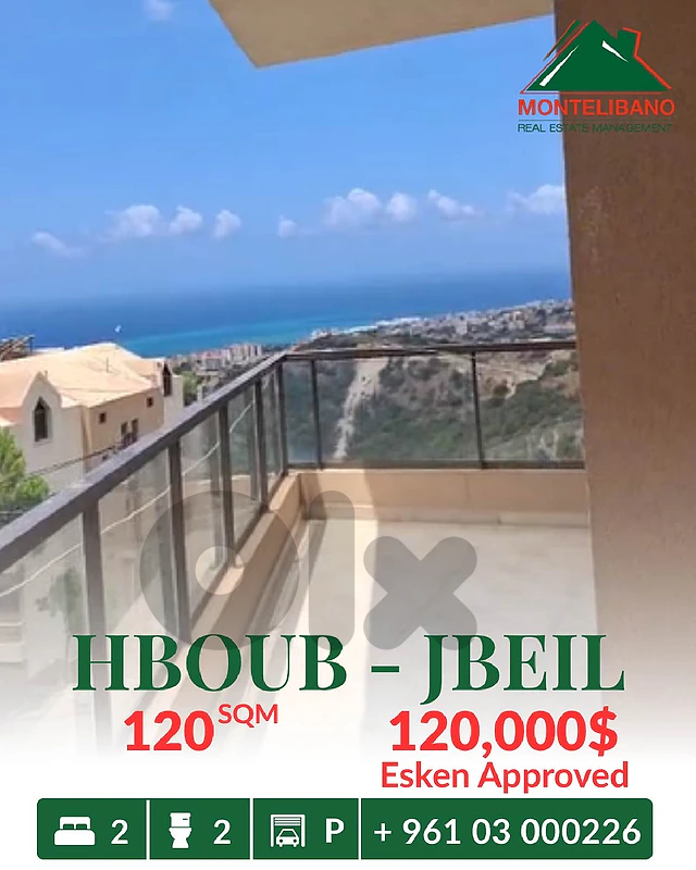 120 sqm Apartment For Sale in Hboub حبوب + Sea View "Esken Approved"