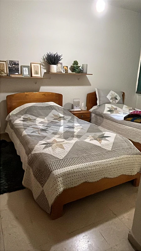 2 beds with mattresses