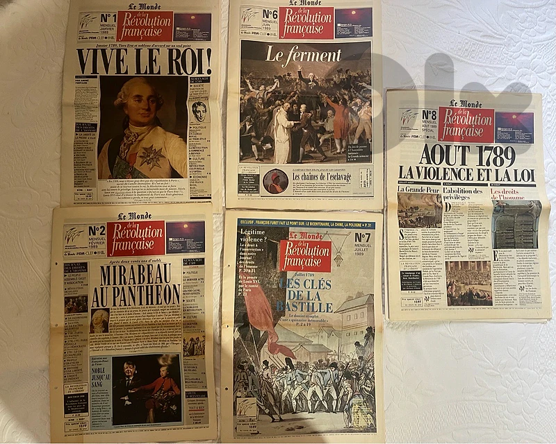 Lot de 5 journaux Le Monde de la Révolution française 1989