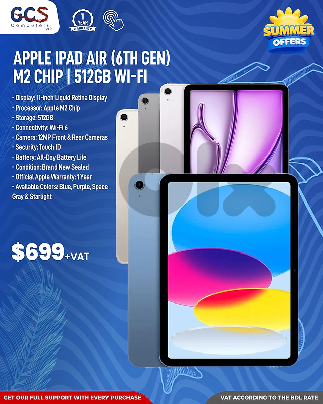 Apple iPad Air (6th Gen) – M2 Chip | 512GB Wi-Fi Apple iPad Air (6th Gen) – M2 Chip | 512GB Wi-Fi