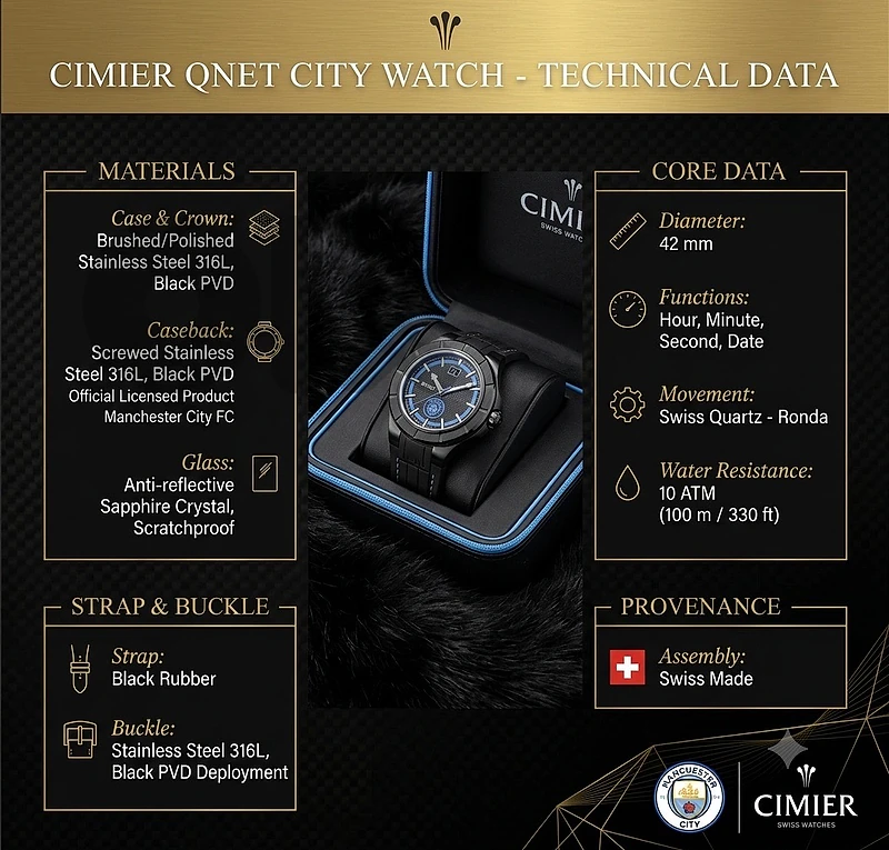 CIMIER QNETCity Watch (Swiss Made) | Original | Manchester City CIMIER QNETCity Watch (Swiss Made) | Original | Manchester City