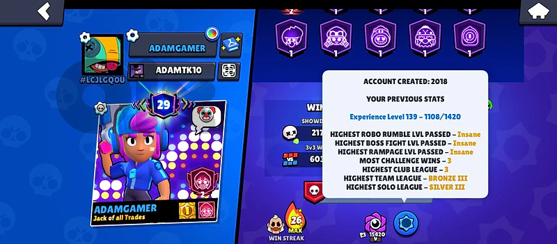 account brawl star og 2018