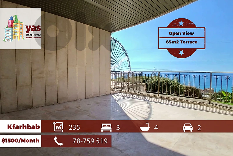 Kfarhbab 235m2 + 85m2 Terrace / Garden | Prime Location | New | View |