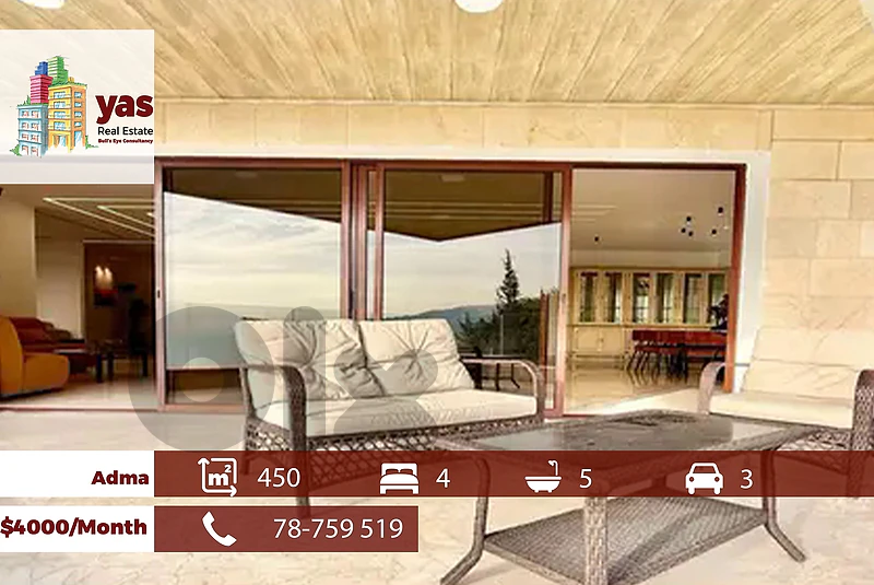 Adma 450m2 | Fully Furnished | Upgraded | Rent | Eh/YV |