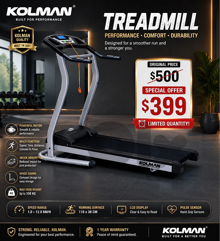Kolman Treadmill 2HP كفالة شركة