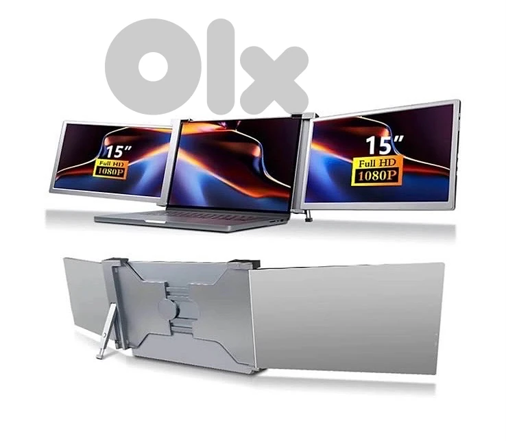 15-Inch Portable Triple Screen Monitor Extender for Laptop