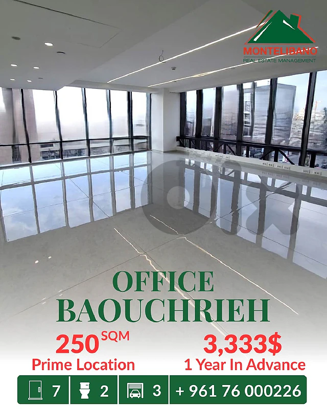 Brand New 250 sqm Office For Rent in Baouchrieh بوشرية