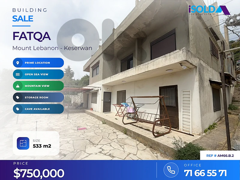 Two Floors building having an open mountain/sea view for sale in Fatqa