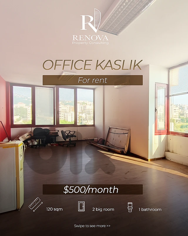 Prime Location Office for rent in Kaslik