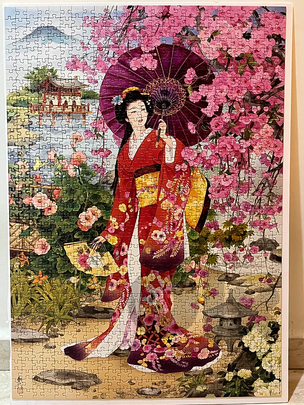1000-piece Japanese Lady Puzzle| Glued onto Foam Board