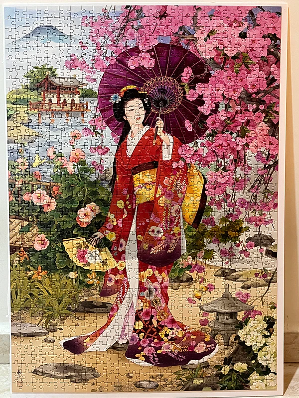 1000-piece Japanese Lady Puzzle| Glued onto Foam Board
