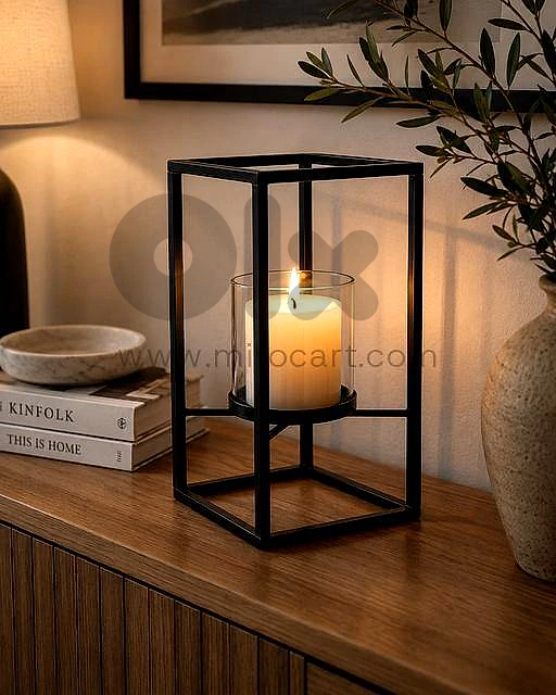 Black Iron Lantern Candle Holder