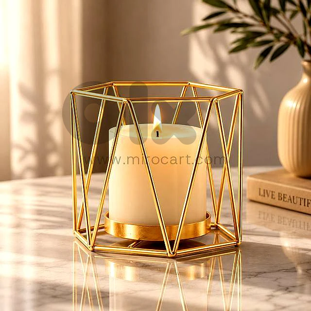 Geometric Gold Candle Holder