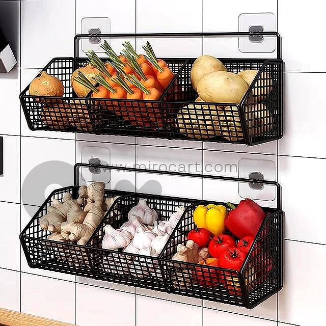 3-Tier Kitchen Wall Basket — Matte Black