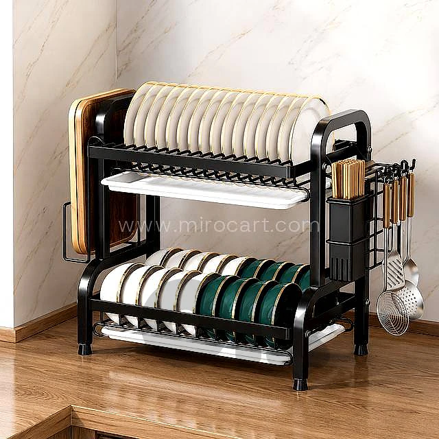 2-Tier Dish Drying Rack — Matte Black